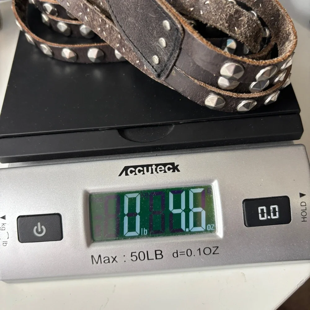 Harley Davidson Womens Brown Leather Studded Triple Strand Belt M Grunge Rock